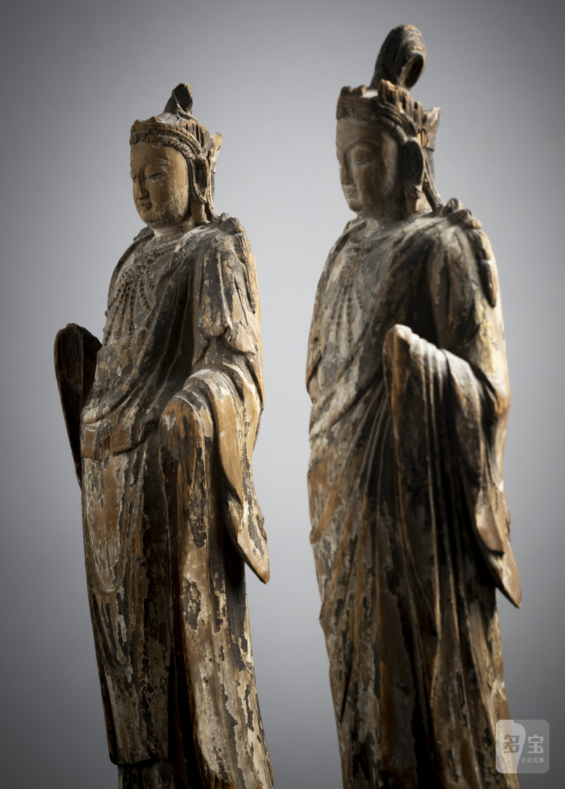 TWO WOOD FIGURES OF BODHISATTVAS - 图4